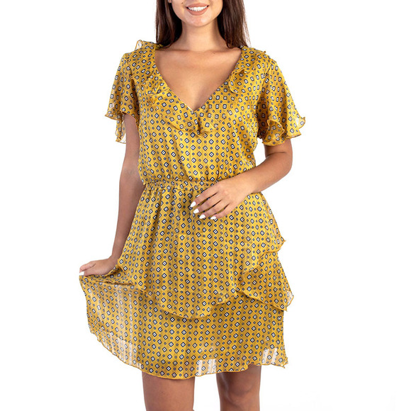 ELMAS PHIL DARK BLUE, GOLD, WHITE DRESS | WOMENS SIZE S - Picture 4 of 5